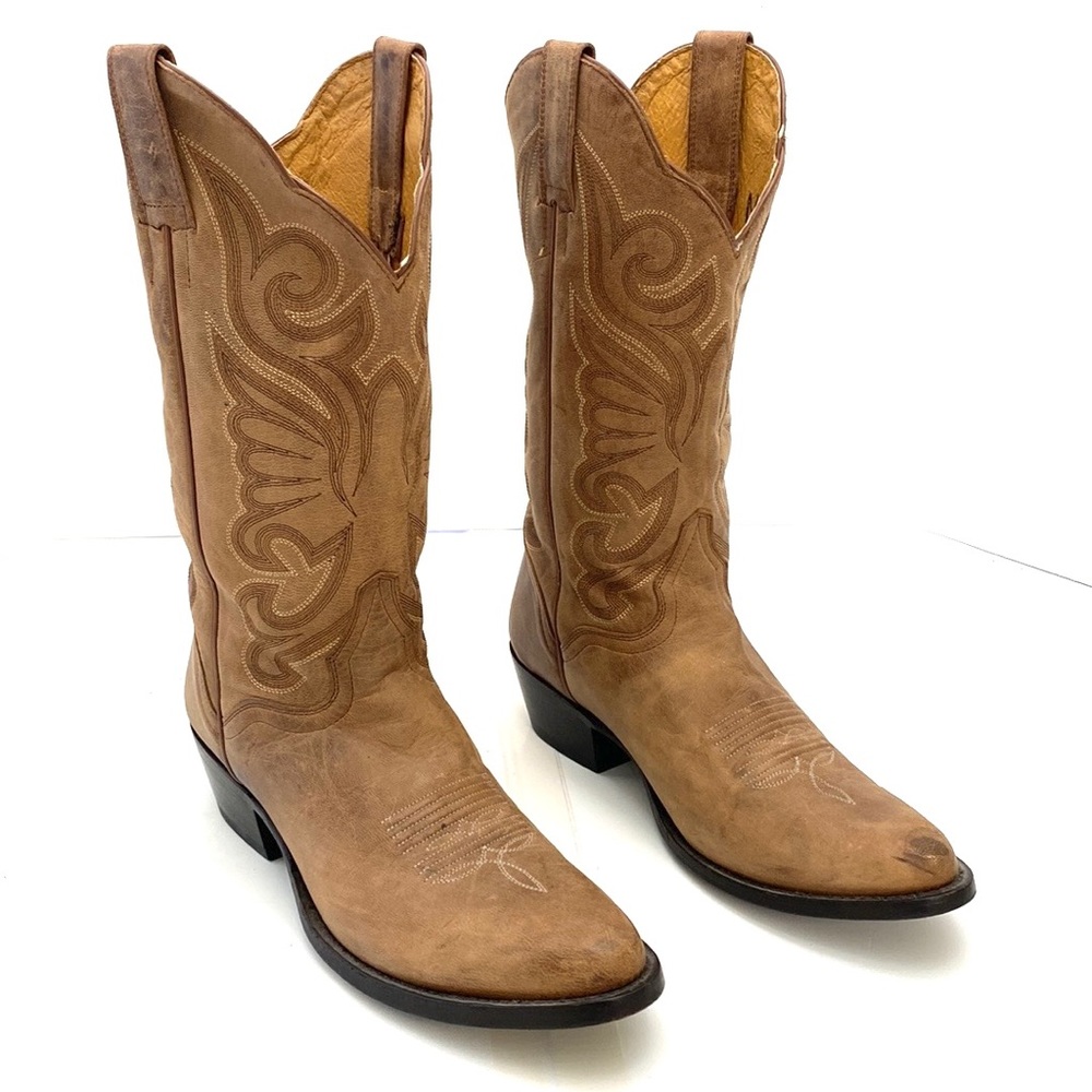 JB Dillon Womenâs Tan Goat Leather Western Cowgirl Boots